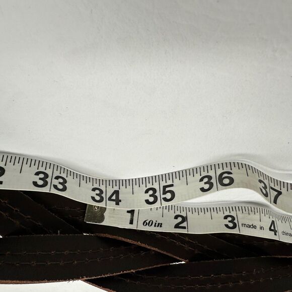 Weekend Max Mara Italy Womens Small Oversized Leather Waist BELT Braided Brass